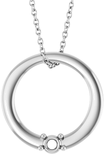 14K White 1-Stone Family Circle 16-18  Necklace Mounting (1)