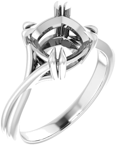 Sužadėtuvių Žiedas „Solitaire“ 585 Baltojo Aukso Cushion 8mm (1)