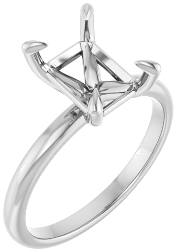 Sterling Silver  9x7 mm Emerald Solitaire Engagement Ring Mounting (1)