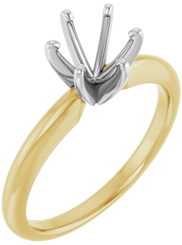 14K Yellow White 6.5 mm Round 6-Prong Solitaire Ring Mounting (1)
