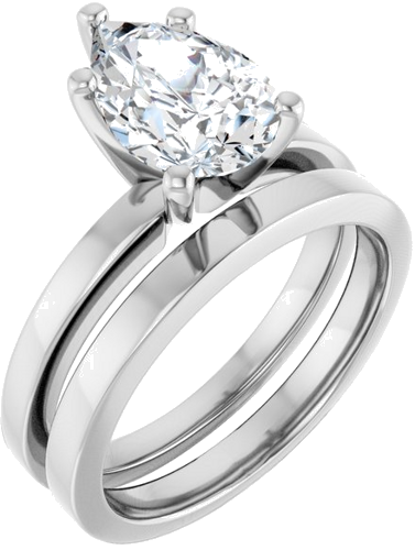 10K White 10x7 mm Pear Solitaire Engagement Ring Mounting (6)