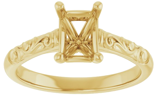 Sužadėtuvių Žiedas „Solitaire“ 585 Geltonojo Aukso Emerald 7mm x 5mm (2)