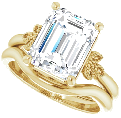 Sužadėtuvių Žiedas „Solitaire“ 585 Geltonojo Aukso Emerald 10mm x 8mm (10)