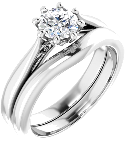 Sužadėtuvių Žiedas „Solitaire“ 585 Baltojo Aukso Round 5.8mm (6)