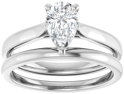 Sužadėtuvių Žiedas „Solitaire“ 585 Baltojo Aukso Pear Shape 8mm x 5mm (8)