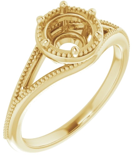 14K Yellow 6.5 mm Round Solitaire Engagement Ring Mounting (1)