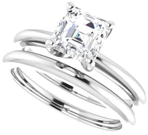 Sužadėtuvių Žiedas „Solitaire“ 585 Baltojo Aukso Asscher 6mm (10)