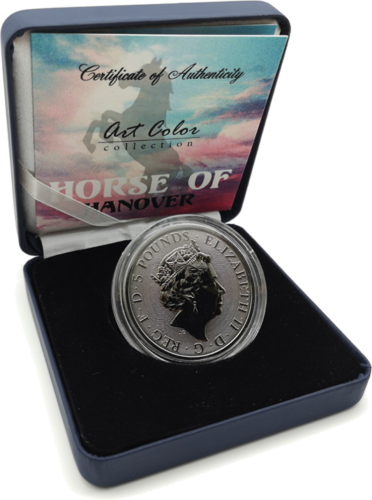 2 oz Белая Лошадь Ганноверов (Art of Color collection) 5 фунтов позолоченная серебряная монета (5)