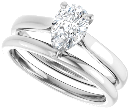 Sužadėtuvių Žiedas „Solitaire“ 585 Baltojo Aukso Pear Shape 8mm x 5mm (10)