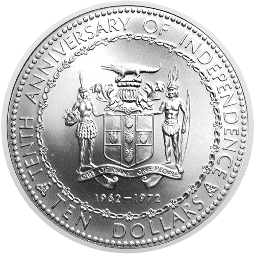 10 Dollars Independence 1972 Jamaica Silver Coin (2)
