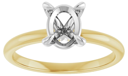 14K Yellow White 8 x 6 mm Oval Engagement Ring Mounting (3)