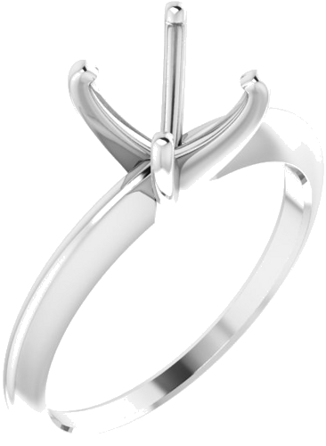14K White 7.3-7.7 mm Round 4-Prong Comfort-fit Solitaire Ring Mounting (1)