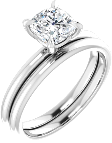 Sužadėtuvių Žiedas „Solitaire“ 585 Baltojo Aukso Cushion 6mm (6)