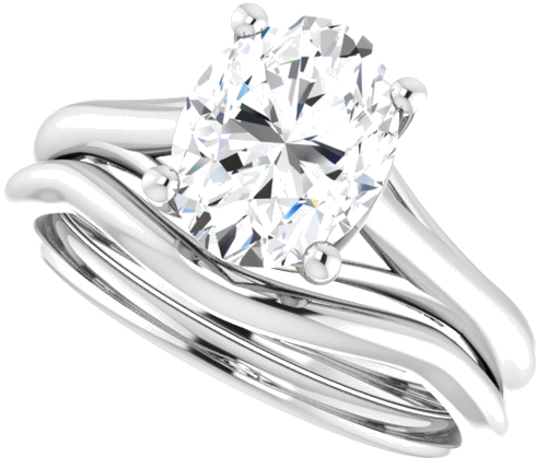 14K White 9x7 mm Oval Solitaire Engagement Ring Mounting (10)