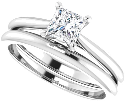 Sužadėtuvių Žiedas „Solitaire“ 585 Baltojo Aukso Square 4.5mm (10)