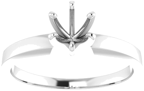 14K White 5.4-5.7 mm Round 6-Prong Solitaire Engagement Ring Mounting (3)
