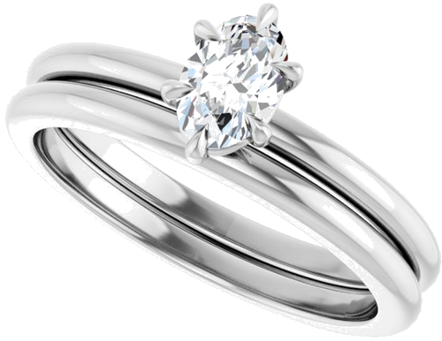 14K White 6x4 mm Oval Solitaire Engagement Ring Mounting (10)