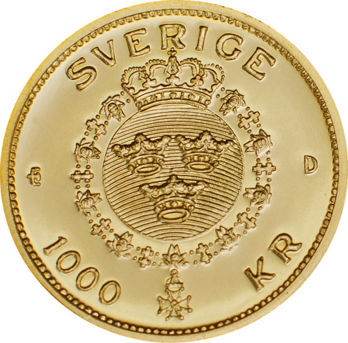 1000 kronų Gustaf III Švedija 1992 auksinė moneta (2)