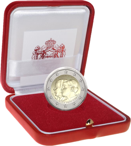 2021 Monakas Princo Alberto ir Charlene vestuvių jubiliejus 2 eurų PROOF moneta (2)