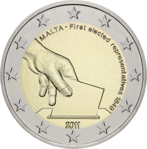 2011 Malta Pirmieji Maltos rinkimai 2 eurų moneta (1)
