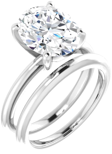 14K White  11x9 mm Oval Solitaire Engagement Ring Mounting (6)