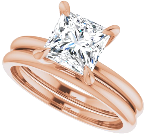 Sužadėtuvių Žiedas „Solitaire“ 585 Rožinis Aukso Square 6.5mm (10)