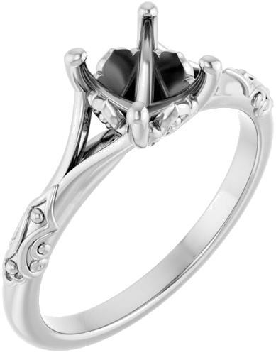 Sužadėtuvių Žiedas „Solitaire Split Shank“ 585 Baltojo Aukso Round 6.5mm (1)