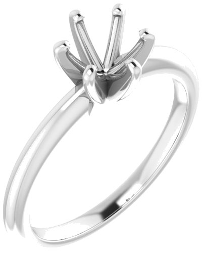 14K White 6 mm Round Solitaire Engagement Ring Mounting (1)