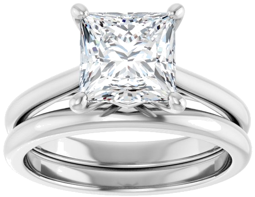 14K White 7 mm Square Solitaire Engagement Ring Mounting (8)