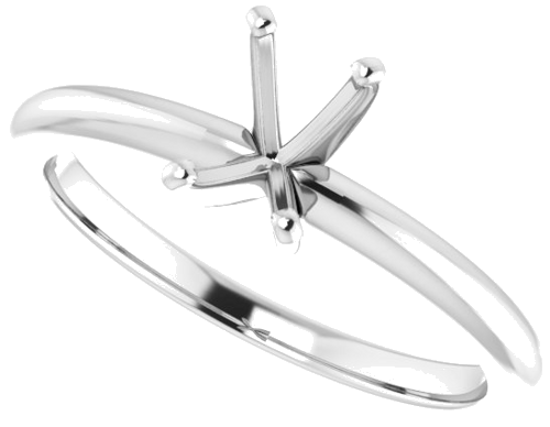 14K White  6x4 mm Emerald Solitaire Engagement Ring Mounting (5)