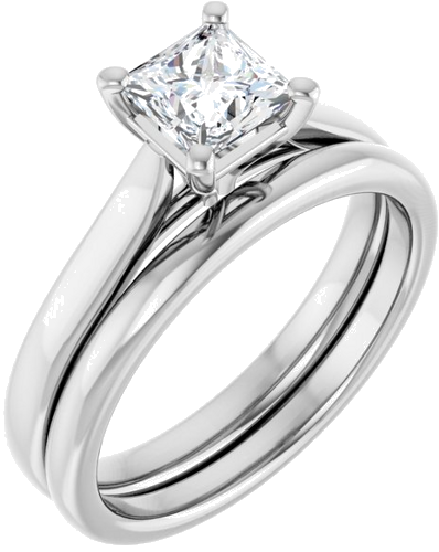 14K White 5 mm Square Engagement Ring Mounting (6)