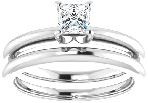 14K White  4 mm Square Solitaire Engagement Ring Mounting (8)