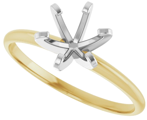 Sužadėtuvių Žiedas „Solitaire“ 585 Baltojo Ir Geltonojo Aukso Round 6.4mm (5)