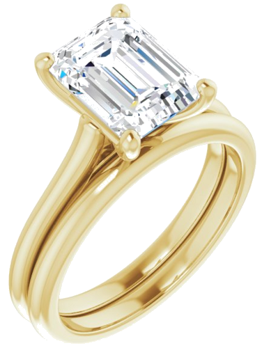 Sužadėtuvių Žiedas „Solitaire“ 585 Geltonojo Aukso Emerald 9mm x 7mm (6)