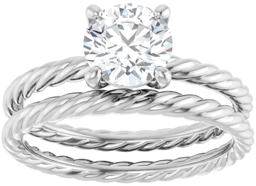 Sužadėtuvių Žiedas „Solitaire“ 585 Baltojo Aukso Round 6.5mm (8)