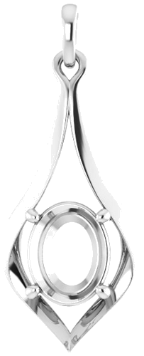 14K White  10x8 mm Oval Pendant Mounting (1)