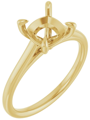 14K Yellow  7 mm Cushion Solitaire Engagement Ring Mounting (1)