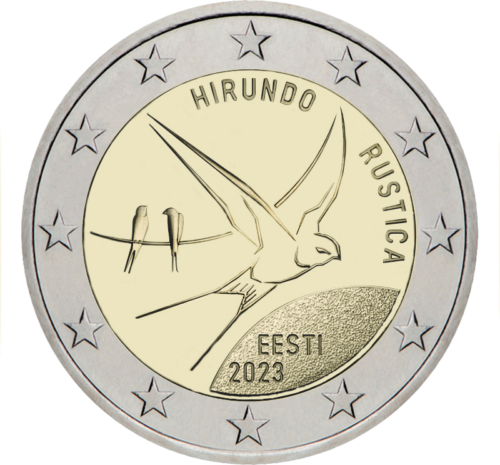 2023 Barn Swallow Estonia €2 BU coin on card (2)