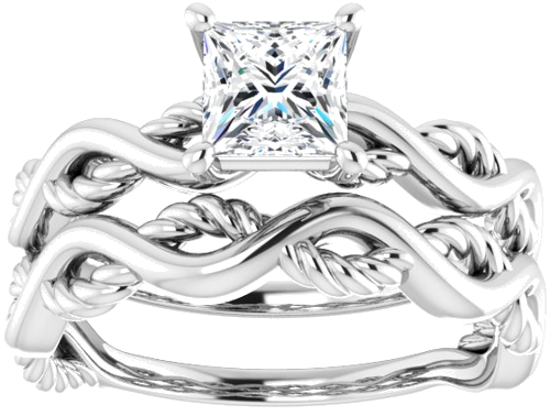 Sužadėtuvių Žiedas „Infinity-Inspired“ 585 Baltojo Aukso Square 5mm (8)