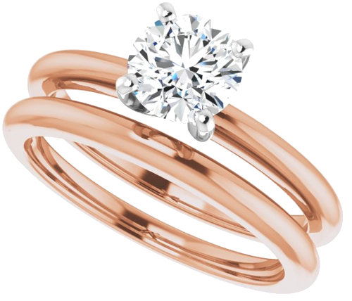 14K Rose   White  6 mm Round Solitaire Engagement Ring Mounting (10)