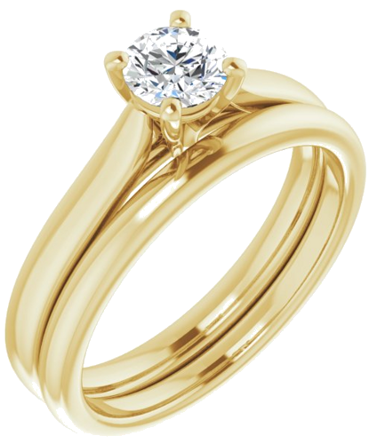 Sužadėtuvių Žiedas „Solitaire“ 585 Geltonojo Aukso Round 4.8mm (6)