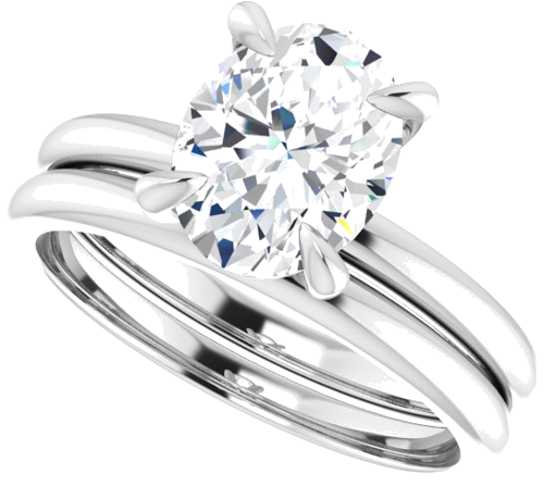 Sužadėtuvių Žiedas „Solitaire“ 585 Baltojo Aukso Oval 9mm x 7mm (10)