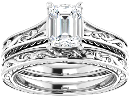 14K White  7x5 mm Emerald Solitaire Engagement Ring Mounting (8)