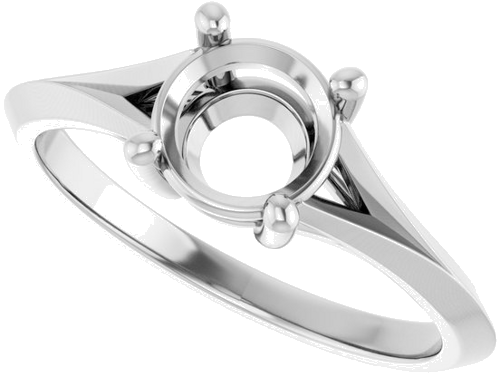10K White 6.5 mm Round Solitaire Engagement Ring Mounting (5)