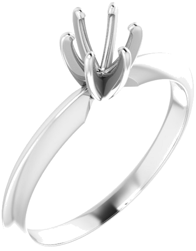 14K White 4.2-4.9 mm Round 6-Prong Solitaire Ring Mounting (1)