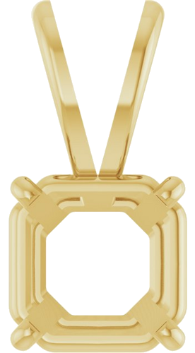 14K Yellow 8x8 mm Asscher 4-Prong Pendant Mounting (1)