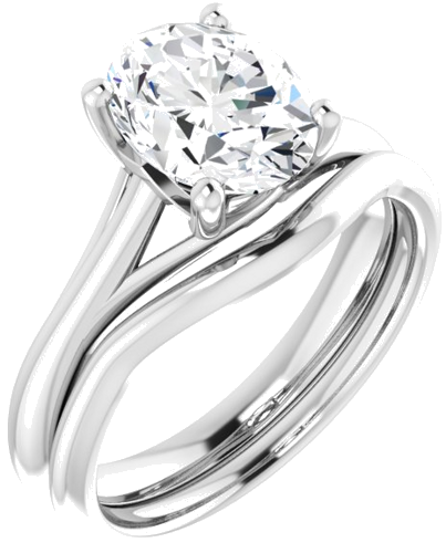 Sužadėtuvių Žiedas „Solitaire“ 585 Baltojo Aukso Oval 9mm x 7mm (6)