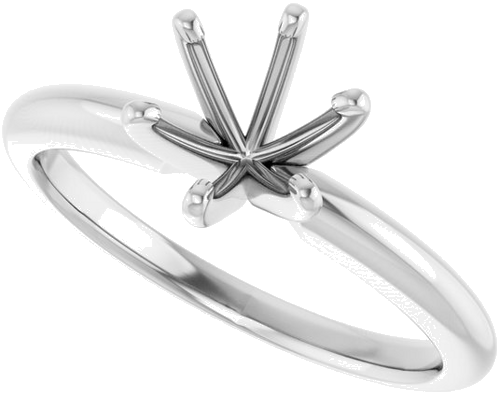 14K White 6.5 mm Round 6-Prong Solitaire Ring Mounting (5)