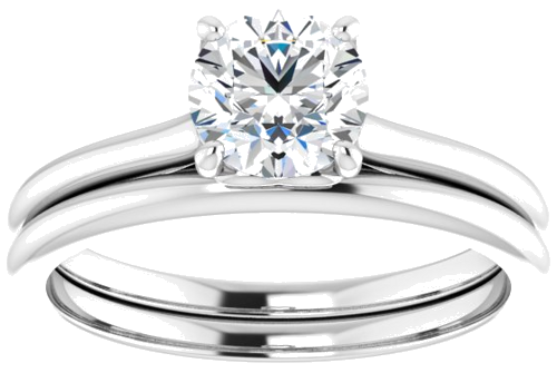 14K White  6 mm Round Solitaire Engagement Ring Mounting (8)