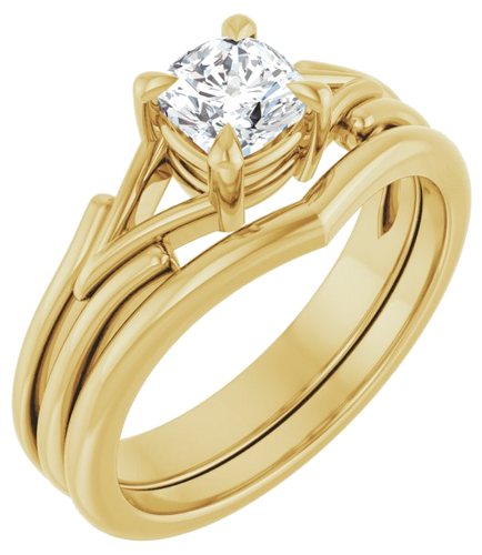 Sužadėtuvių Žiedas „Solitaire“ 585 Geltonojo Aukso Cushion 5mm (6)